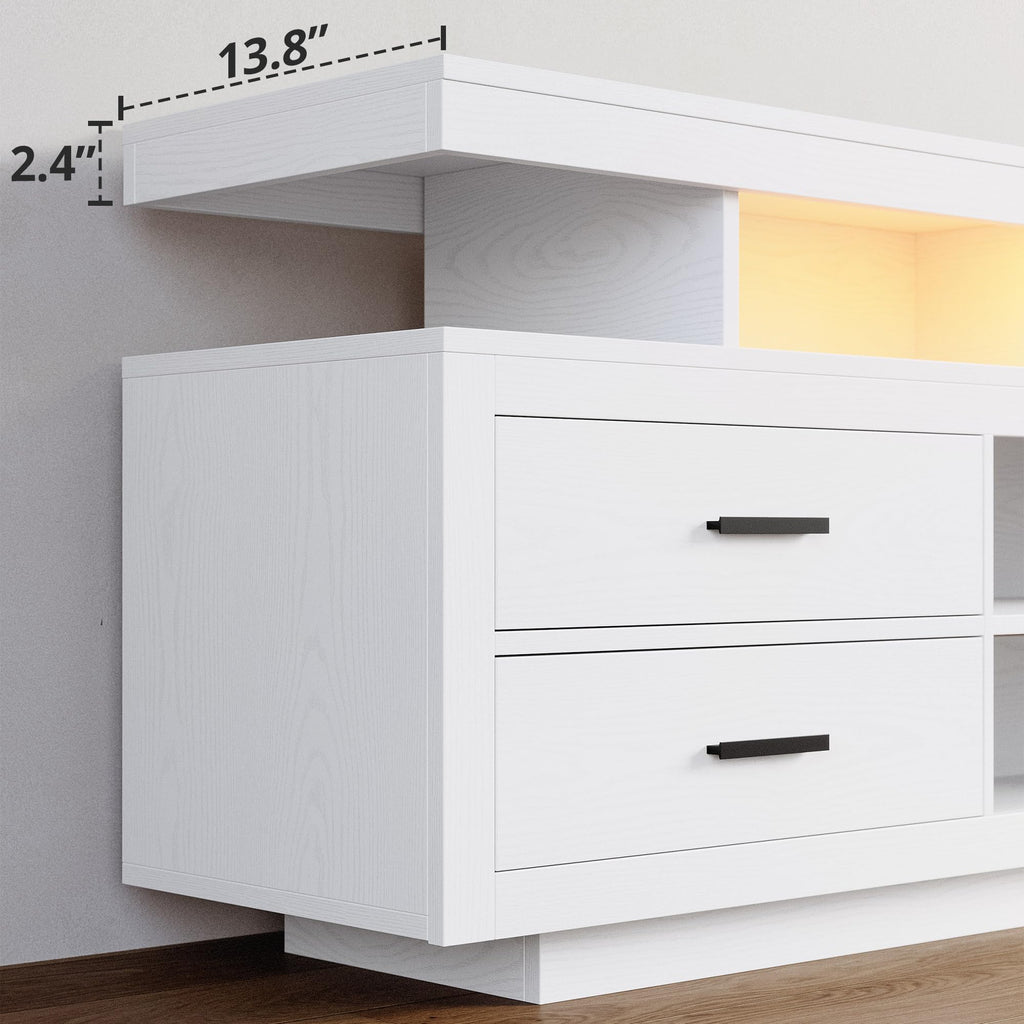 70" TV Stand for TVs up to 80", LED Entertainment Center, White