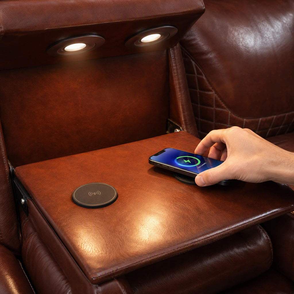 Power Reclining Sectional Sofa Set with Recliner Chair, Black Breathable Faux Leather L-Shaped Couch with LED Lights