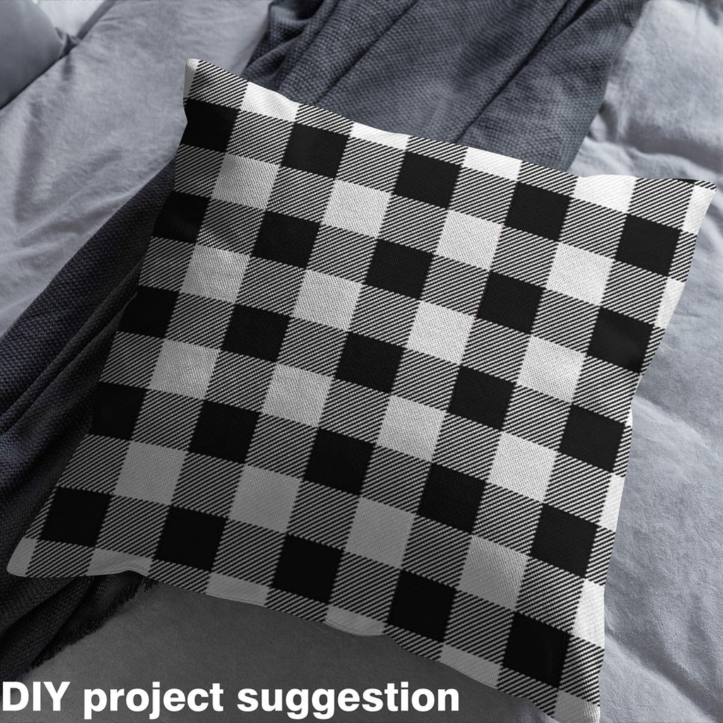 Retro Grid Fabric by The Yard Black and White Checker Decor No Stretch Fabric for Sewing Lovers Buffalo Plaid Rustic