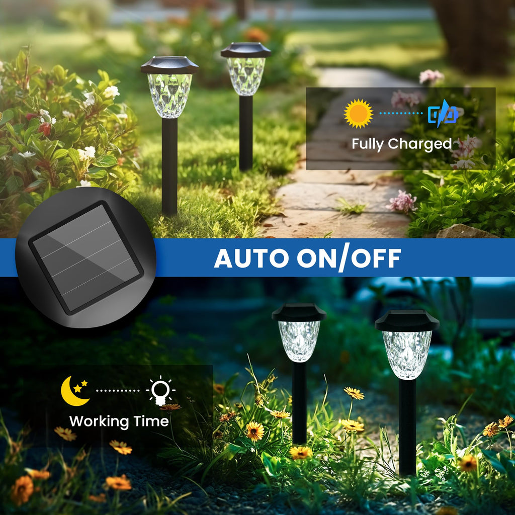 Cool Outdoor Solar Garden Path Lights, Waterproof 16PK
