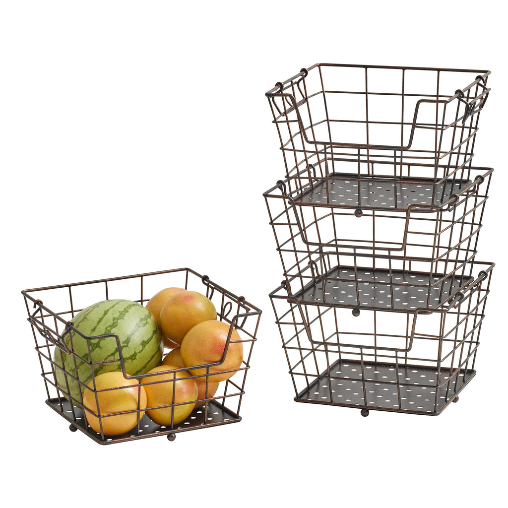 Mikasa Gourmet Basics 4-Tier Market Basket Wire and Acacia Handle Black