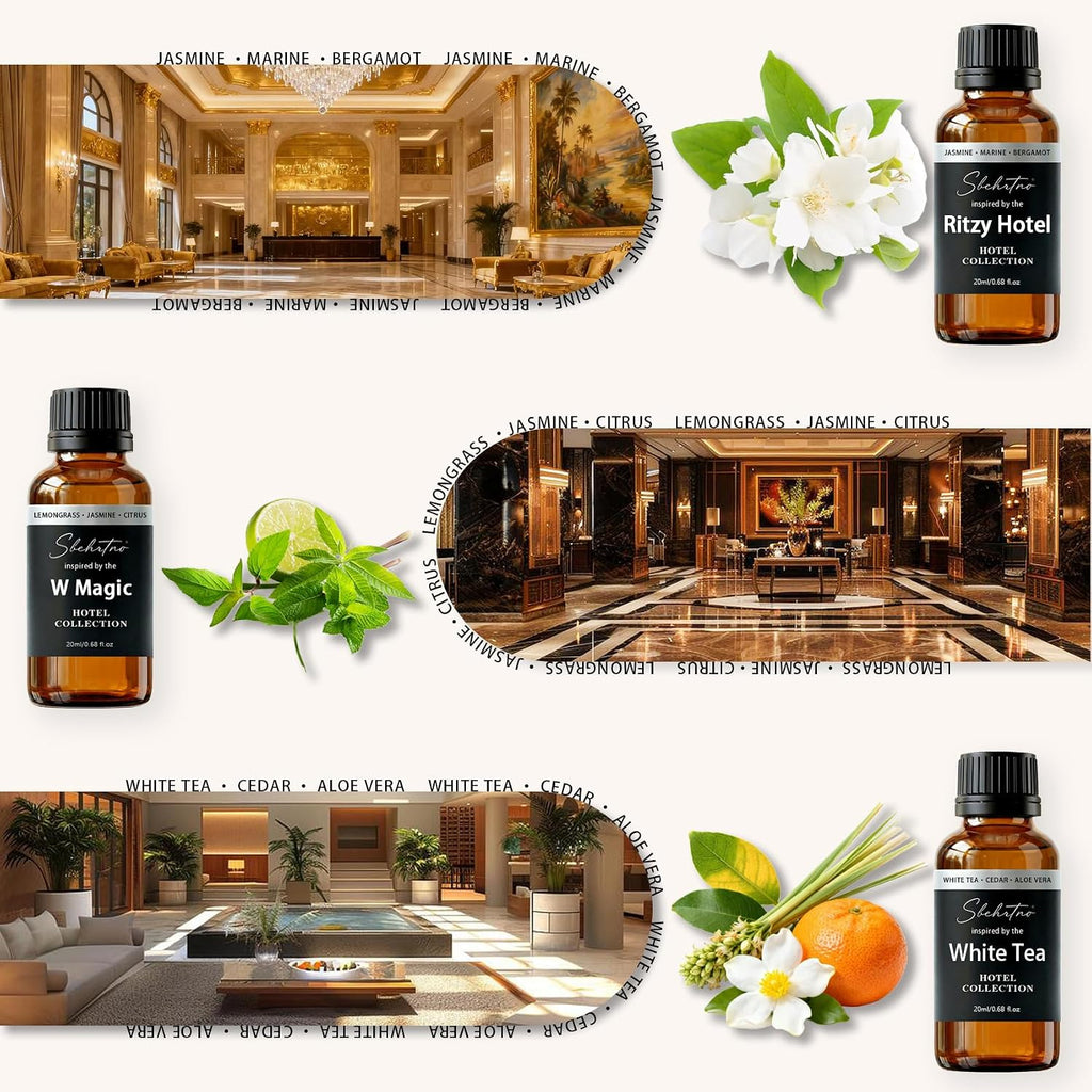 Hotel Diffuser Oil Gift Set-Luxury Hotel Inspired Fragrance Oils for Diffusers, Premium Aromatherapy Home Fragrance - Set of 2