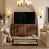 67" Arched Walnut Buffet Cabinet with Storage, Large Credenza with 4 Doors