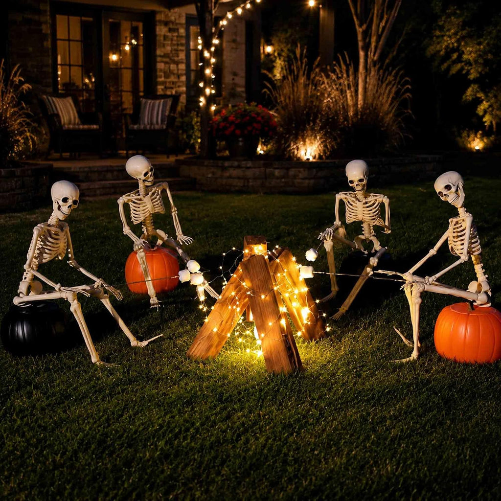 36"Halloween Skeleton - 3 ft Life Size Human Skeleton with Full Body Posable Joints Plastic Skeleton - Set of 2