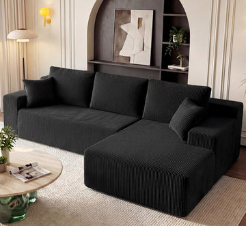 Cloud Sectional Boneless Couches, Modular L Shaped Couch with Deep Seat Oversized Right Facing Chaise, Memory Foam
