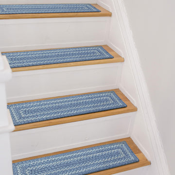 Denim Jute Braided Stair Treads, Rect 8x28" Set of 13