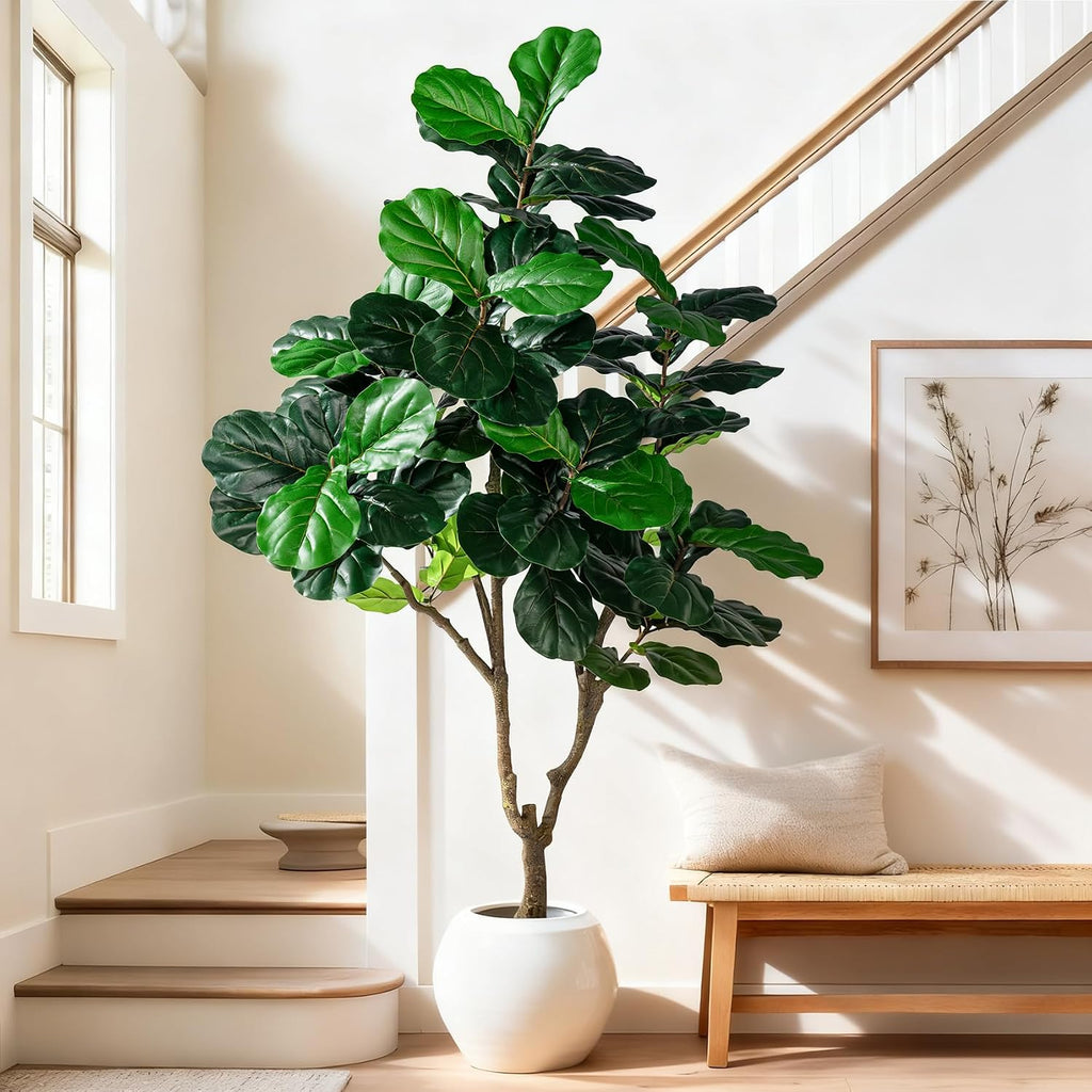 Tall Artificial Trees Large Faux Fiddle Leaf fig Tree with Pot Indoor Outdoor Realistic Floor Fake plantas Living
