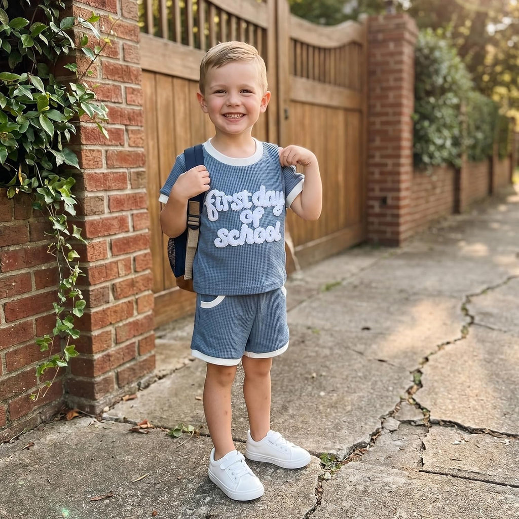 Toddler Boy First Day of School Outfit T-Shirt Shorts Set