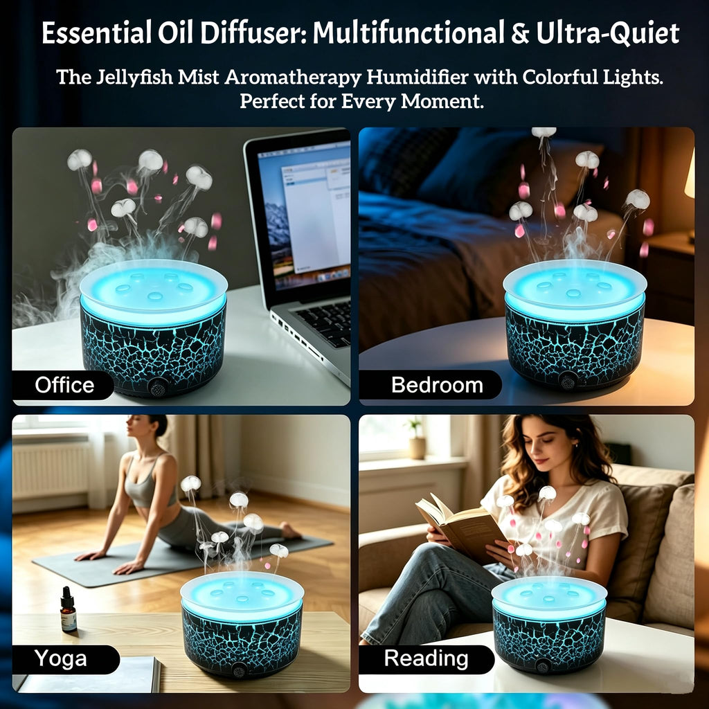 Multi-Spray Aroma Diffuser, Jellyfish Essential Oil Diffuser 360ml