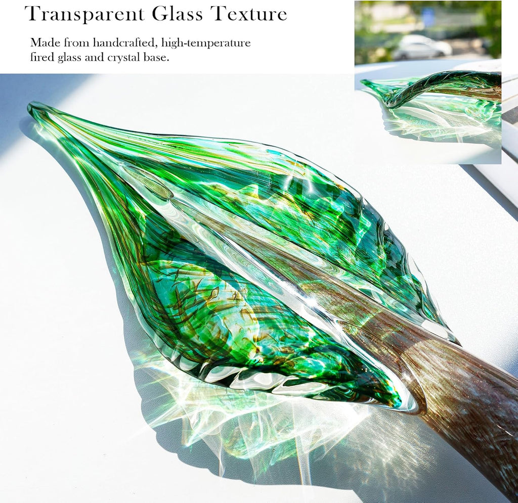 12 Inch Blown Glass Tree of Life Leaf Sculpture Decor