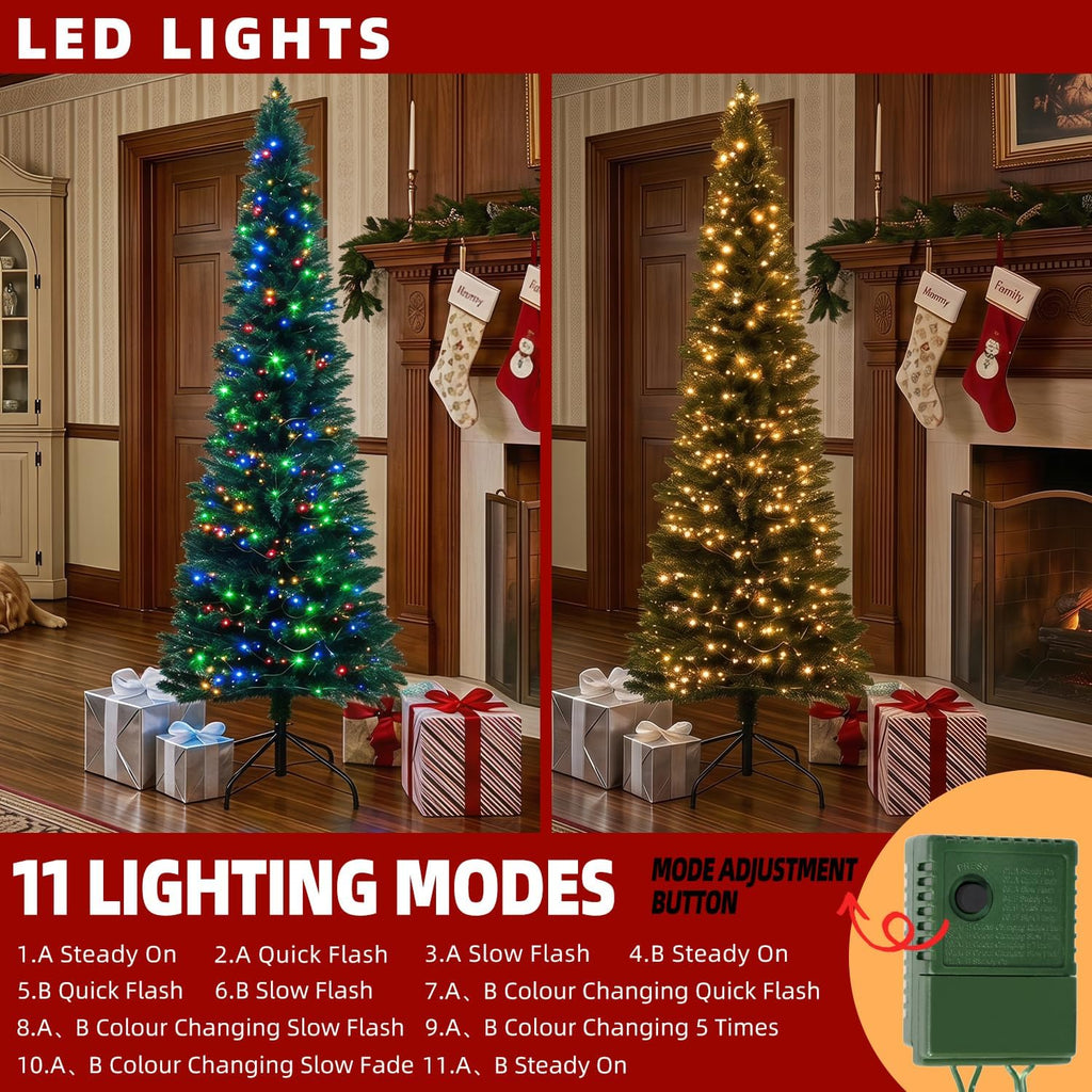 Prelit Slim Pencil Christmas Tree,Artificial Tall Skinny Xmas Tree