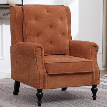 High Back Accent Chair, Vintage Wingback Armchair, Upholstered Reading Sofa Chair with Solid Wood Legs Comfy Home