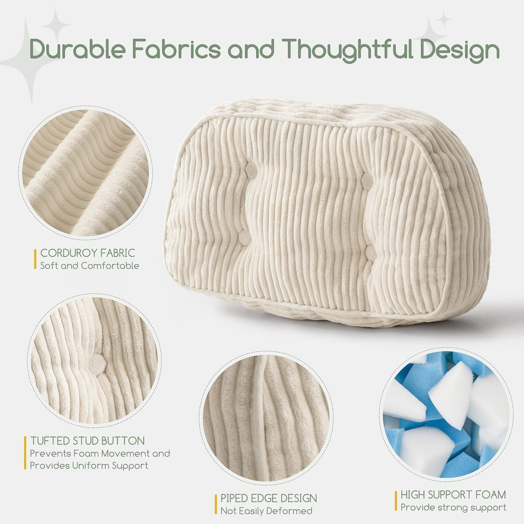 Lumbar Support Pillow for Recliner Chair/Accent Chair/Couch/Office Chair, Tufted Corduroy Back Support Cushion for