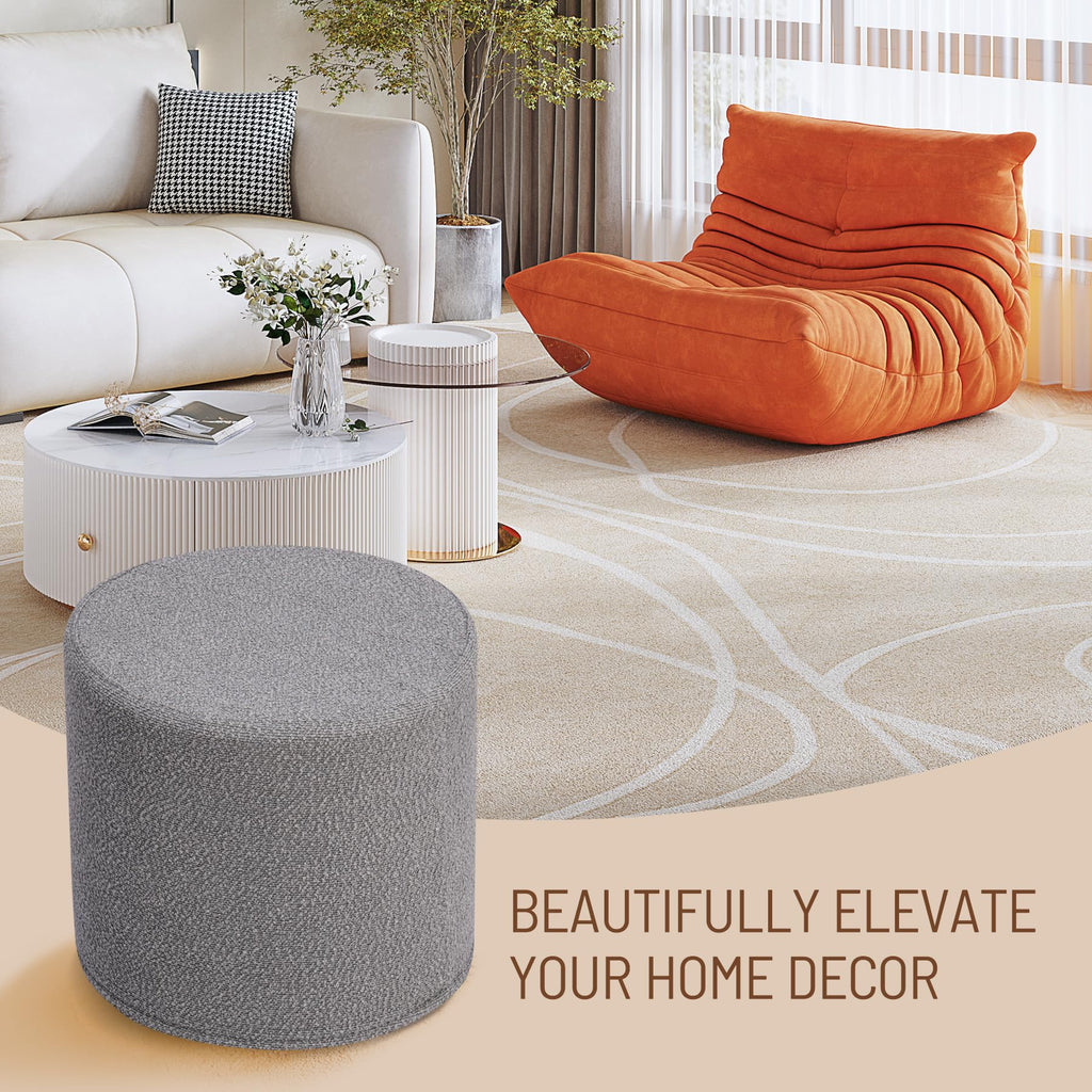Grey Boucle Ottoman - Soft Foam