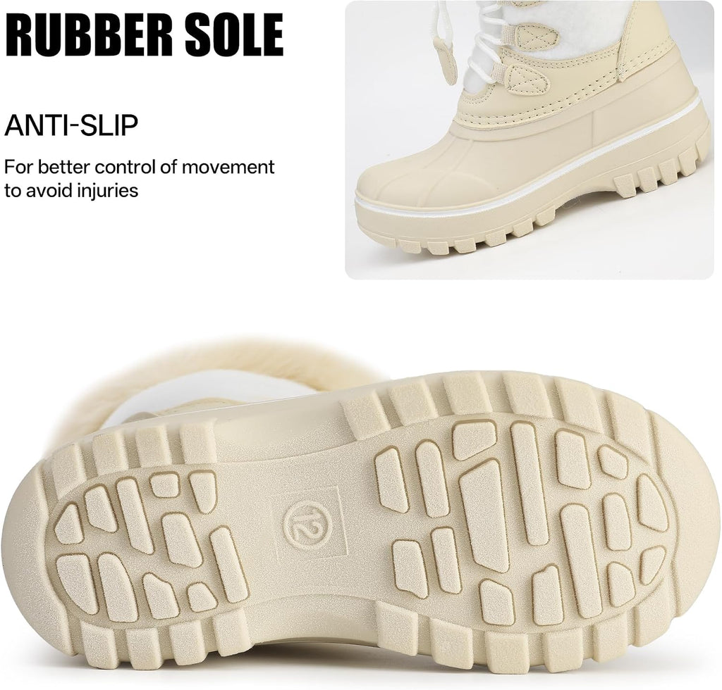 Girls Boys Winter Snow Boots with Faux Fur Lining