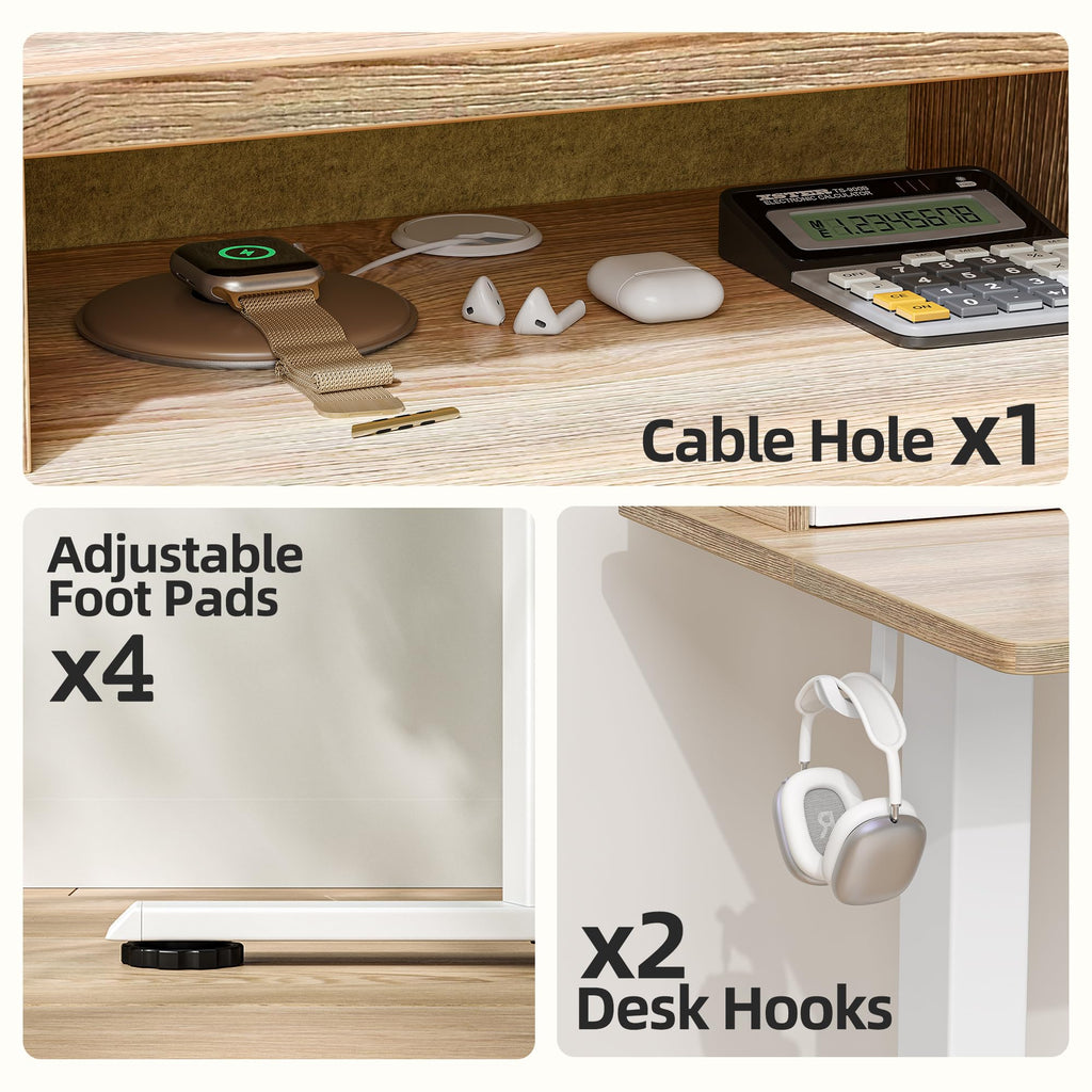 48 * 28 Inch Standing Desk with Four Drawers, Electric Sit Stand Table, Stand Up Desk Adjustable Height with Storage