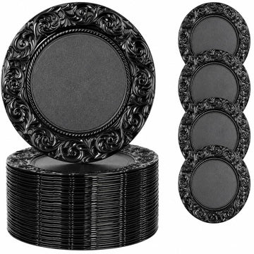 Black Charger Plates Bulk 100 Pack 13 Inch Charger Plates