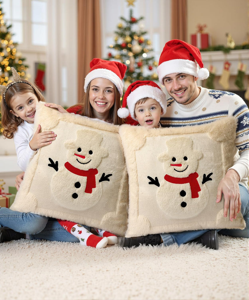 Faux Fur Christmas Pillow Covers 18x18 - Set of 2