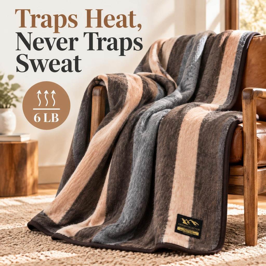 Alpaca & Sheep Wool Blanket, Heavyweight Warmth, Earth Tones