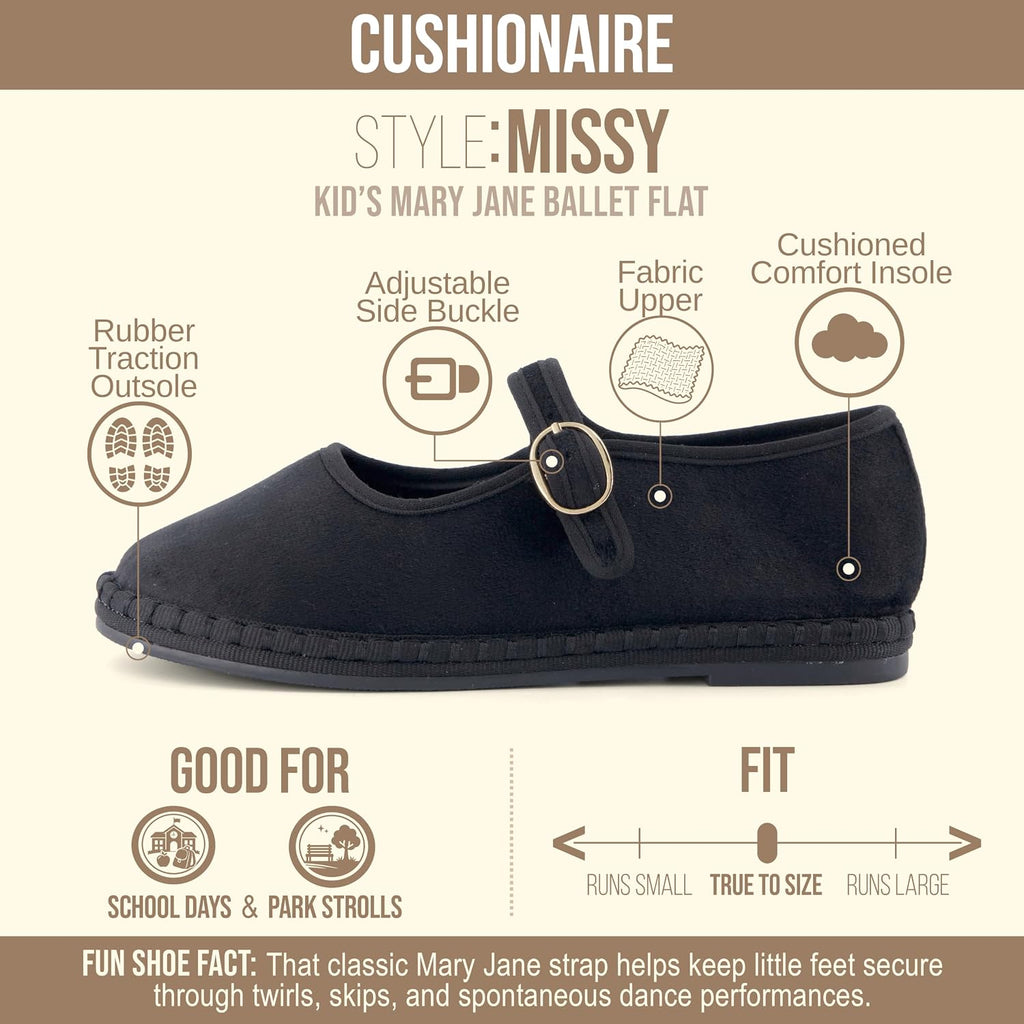 Missy Kids Mary Jane Flats School Shoes for Girls with Adjustable Buckle
