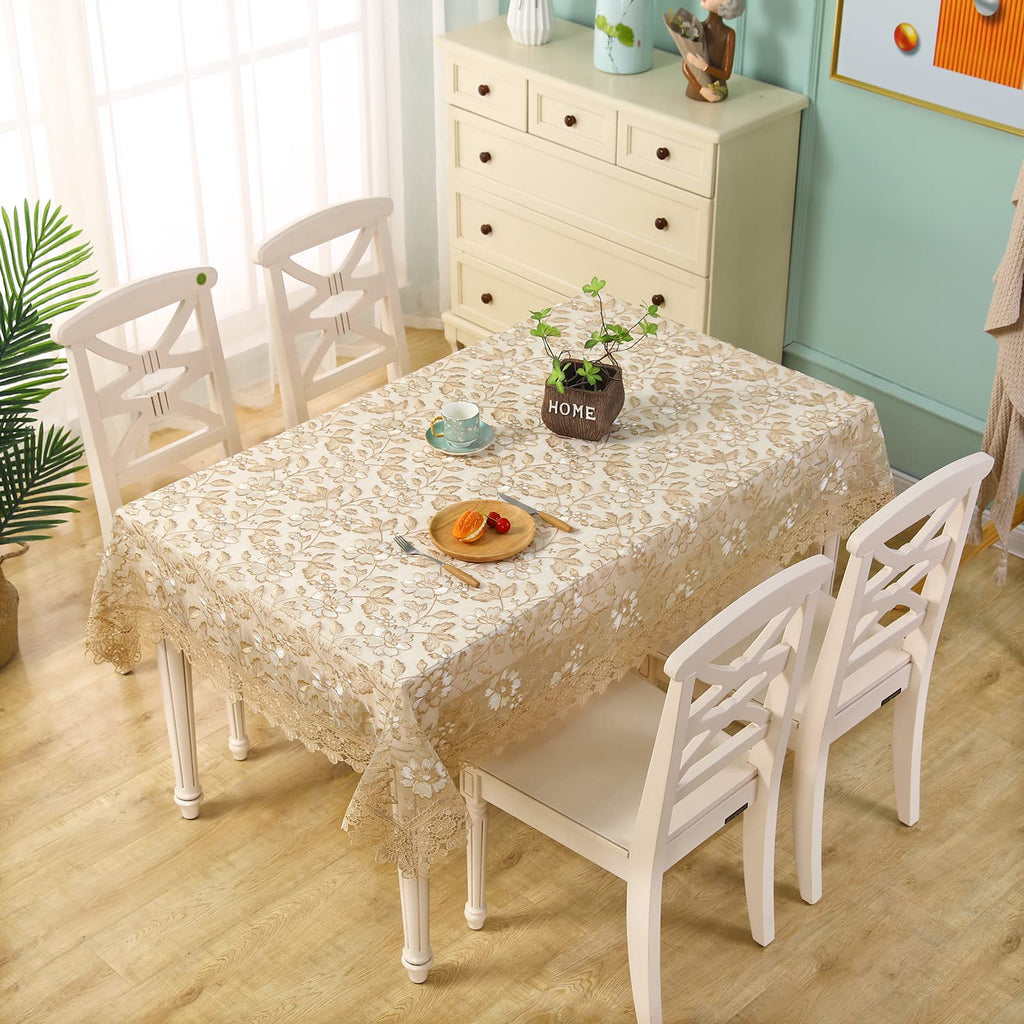 Table Clothes for Rectangle Tables Flower Tablecloth Shabby Chic Embroidered Oblong Table Cover for
