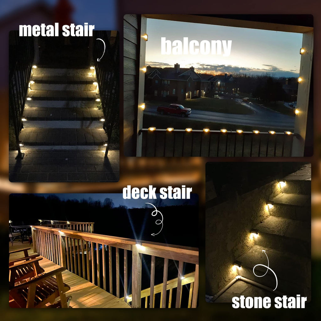 Solar Deck Lights Outdoor 16 Pack,Step Light Waterproof,Warm White