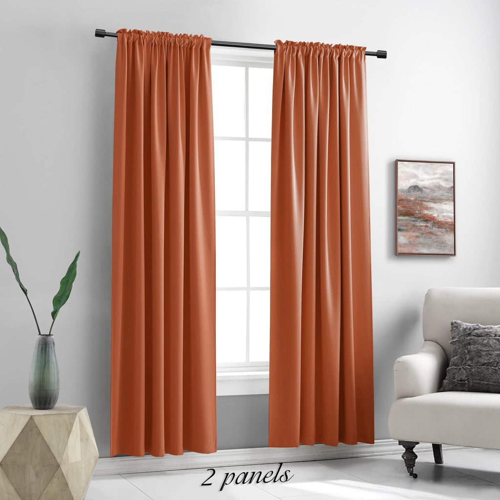 Long Blackout Curtains, Length Thermal Insulated Energy Saving Curtain for Large Window Door (Burnt Orange 52" x 96"