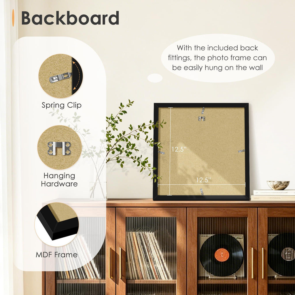 12.5x12.5 Vinyl Record Frame 2 Pack, Album Cover Frame, Black