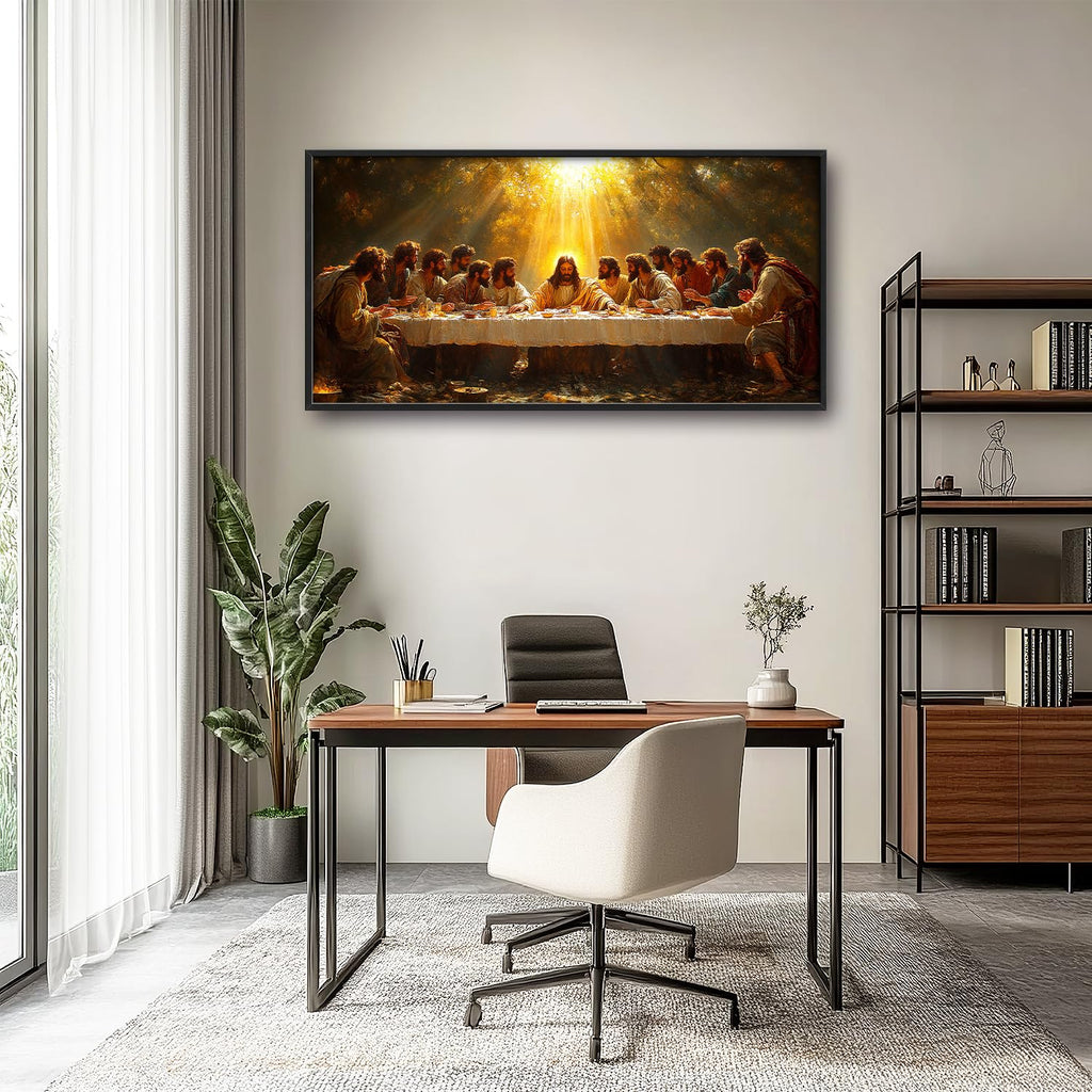 Large The Last Supper Wall Art, Christian Canvas Oversized Wall Decor, Jesus Aesthetics Framed Pictures Painting