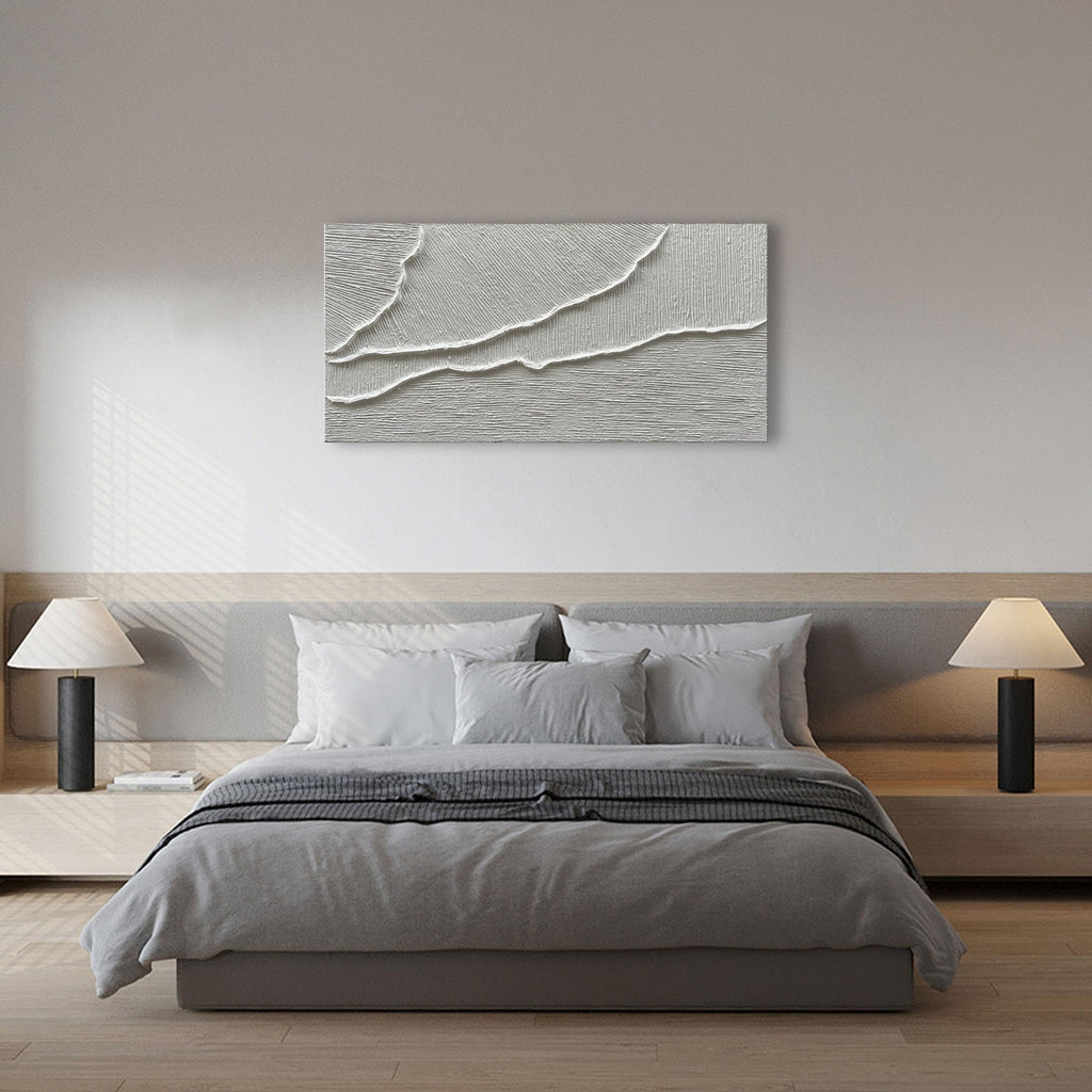 Thick Texture White Abstract Oil Painting Thick Texture Texture Beach Wave Landscape Painting Family Wall Art Deco