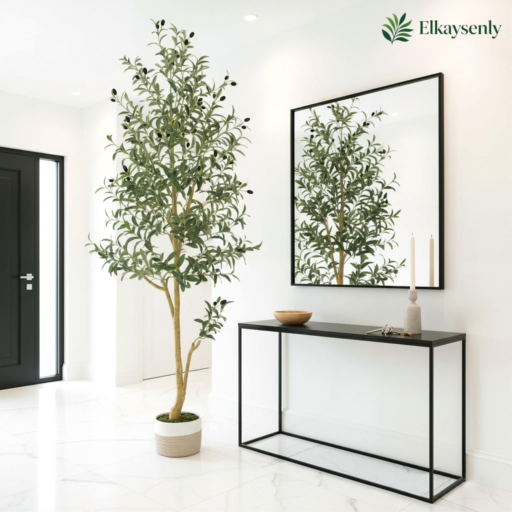 Elkaysonly 6FT Faux Olive Tree Artificial Indoor with Planter and Basket