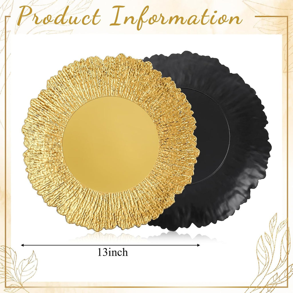 Gold Charger Plates 13" Round Reef Gold - Set of 12