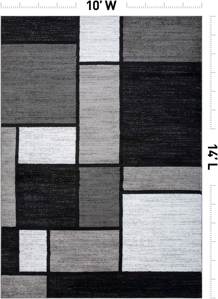 Modern Geometric Gray Area Rug, Fade-Resistant for Large , or Open Space, 10' x 14'