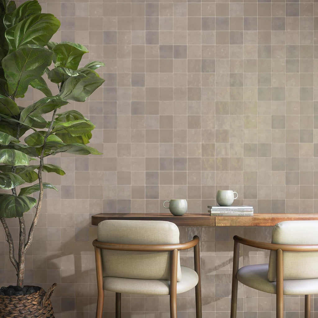 Zellige 4" x 4" Ceramic Wall Tile in Glossy Argilla (7.98 SQFT per Carton) (76 PC per Carton)