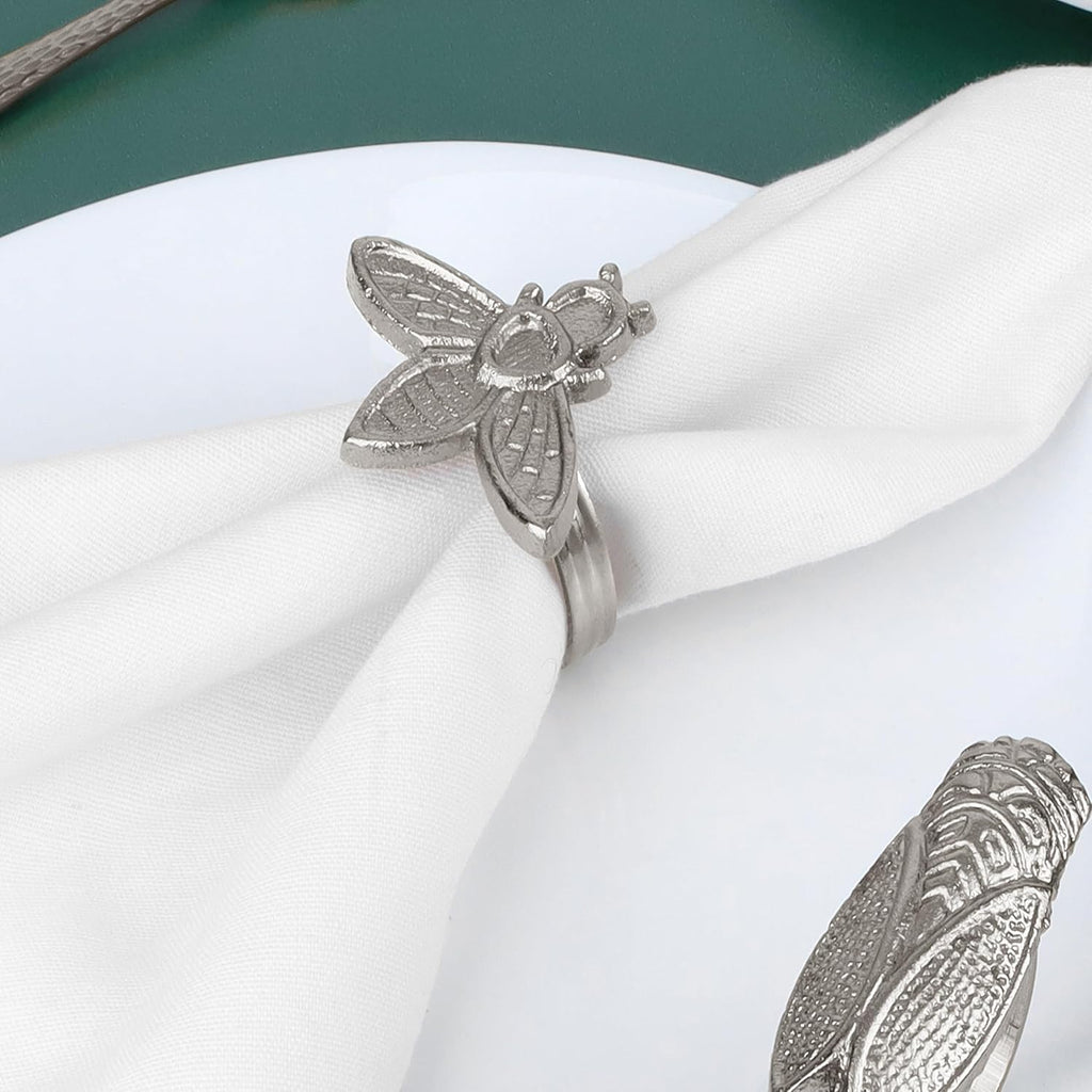 Silver Insect Napkin Rings, 12-Pack Metal Spring Set - Set of 12