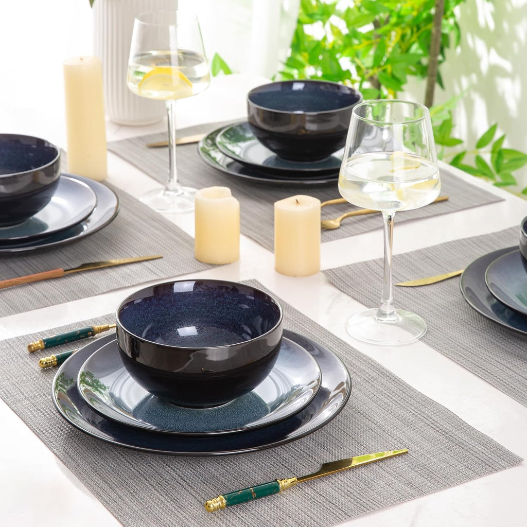 Ceramic Dinnerware Sets for 4,Stoneware Coupe Plates and Bowls Sets,Highly Chip and Crack Resistant | Dishwasher &