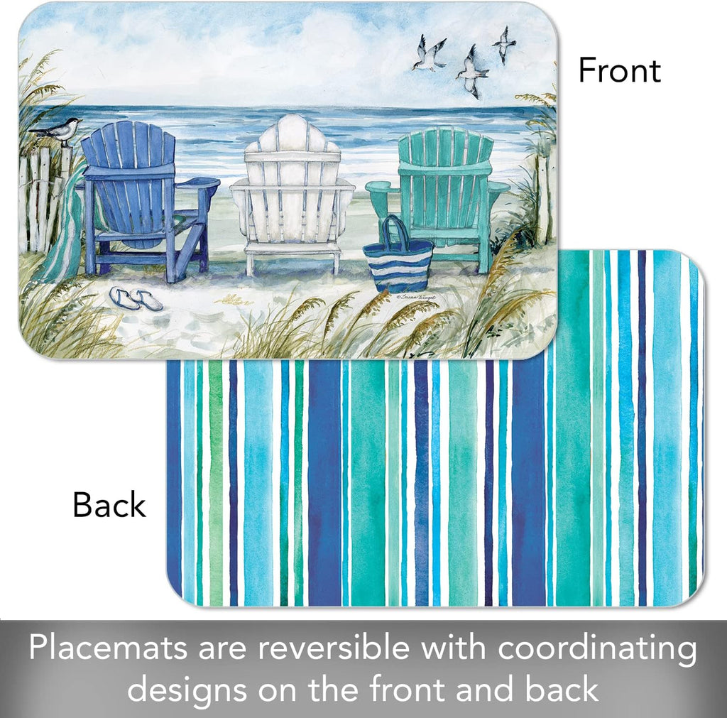 Chairs By The Sea Reversible Easy Care Placemat 4 Pack - Set of 4