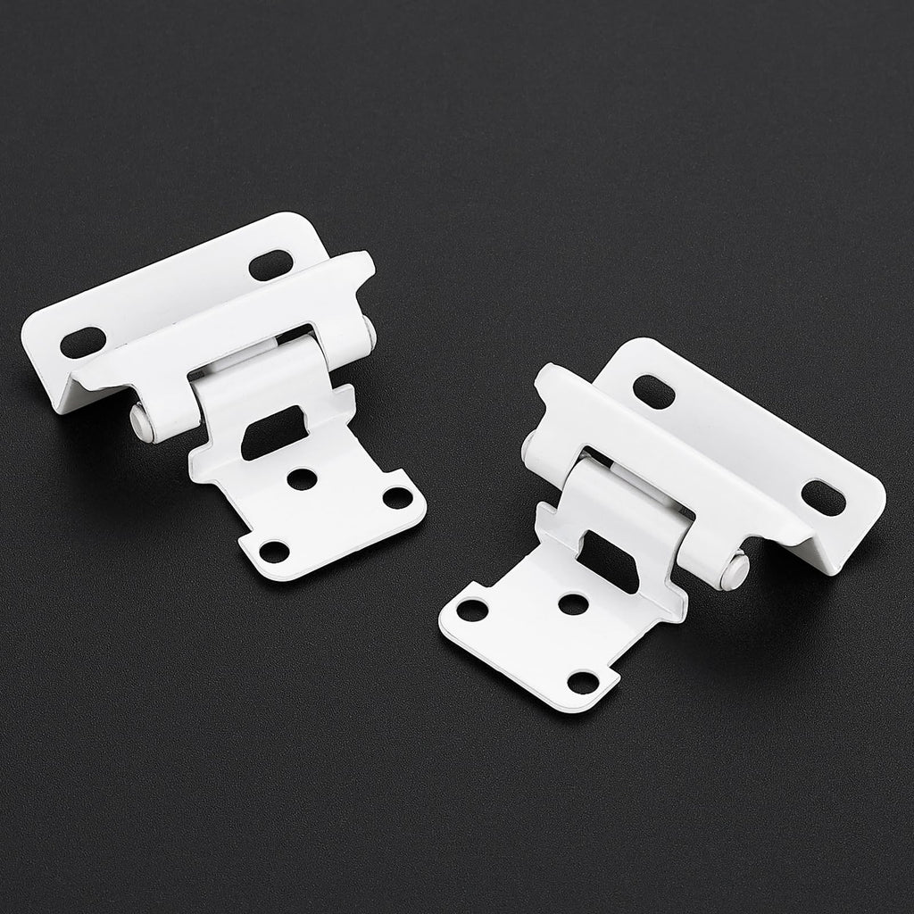 2 Pack 1 Pair White Cabinet Hinges, 1/2" Semi Wrap Kitchen Hinges