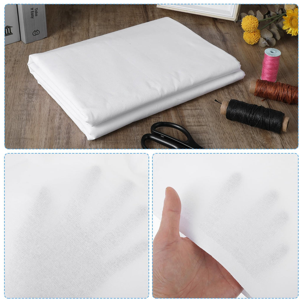 3 Yards White Cotton Fabric by The Yard Fabrics, 59 Inches Wide Medium Weight 100% Natural Cotton Fabrics, Bleached