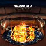Fire Pit Table Propane Fire Pit 28 Inch 40,000 BTU 2 Piece Gas Fire Pits with Wind Guard Tank Table Glass Rocks Protective Cover, CSA Certified, for - Image 2