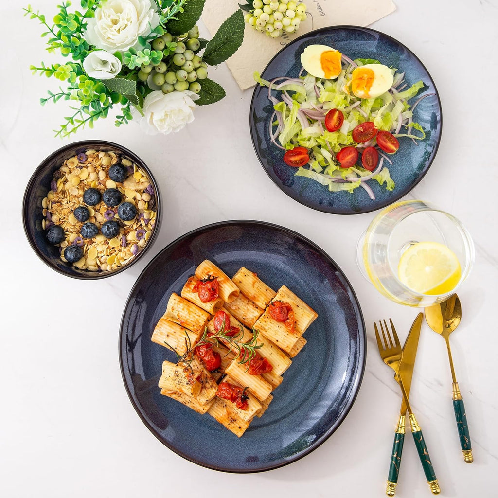 Ceramic Dinnerware Sets for 4,Stoneware Coupe Plates and Bowls Sets,Highly Chip and Crack Resistant | Dishwasher &