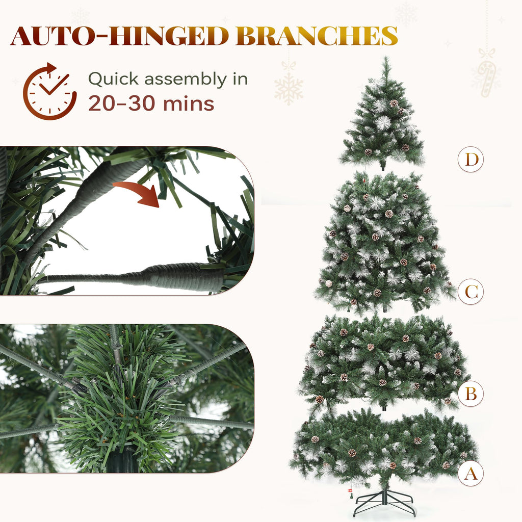 9ft Prelit Christmas Tree w/Pine Cones & Pine Needles & Remote