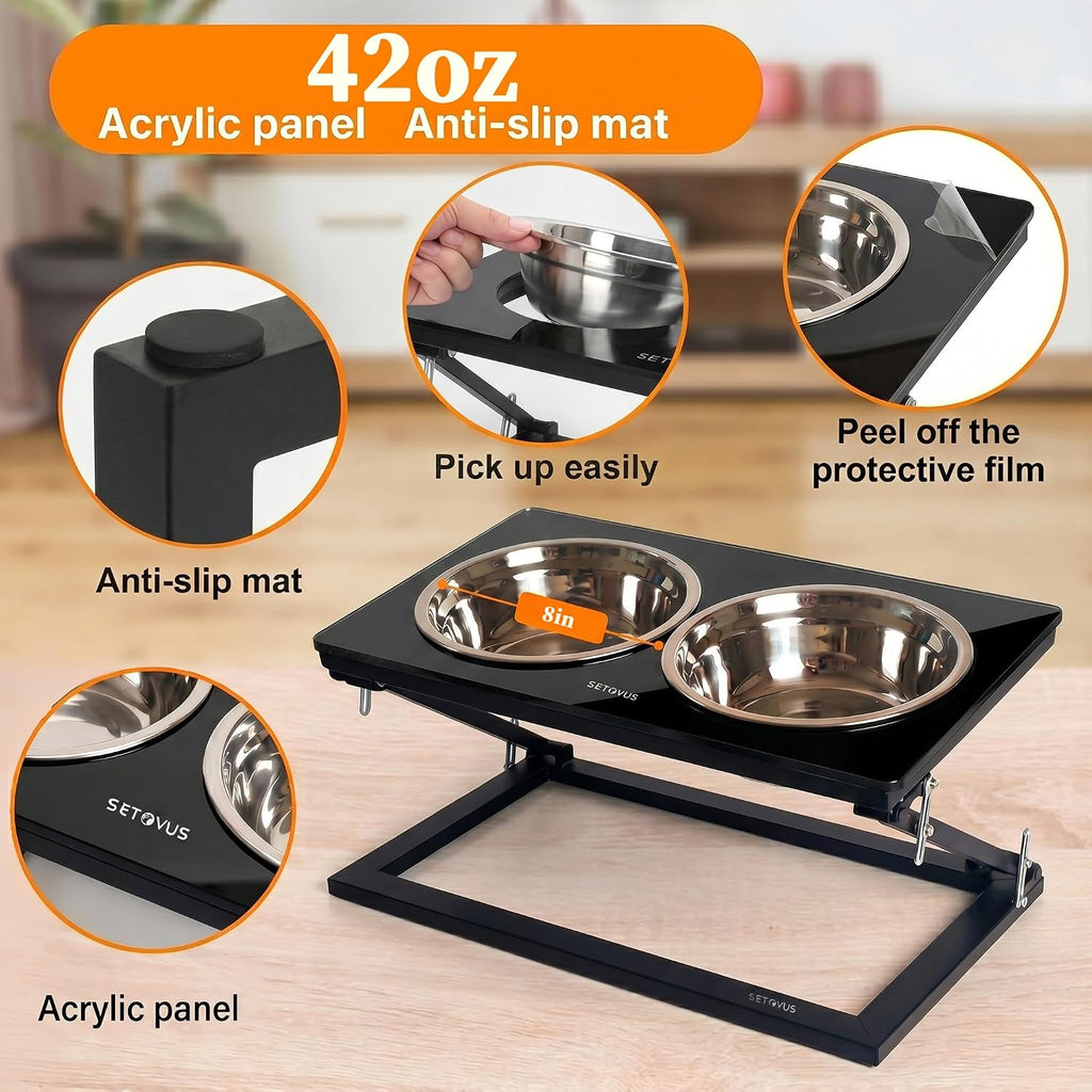 Elevated Dog Bowl, Adjustable Height and Tilt Angle Dog Bowl Stand
