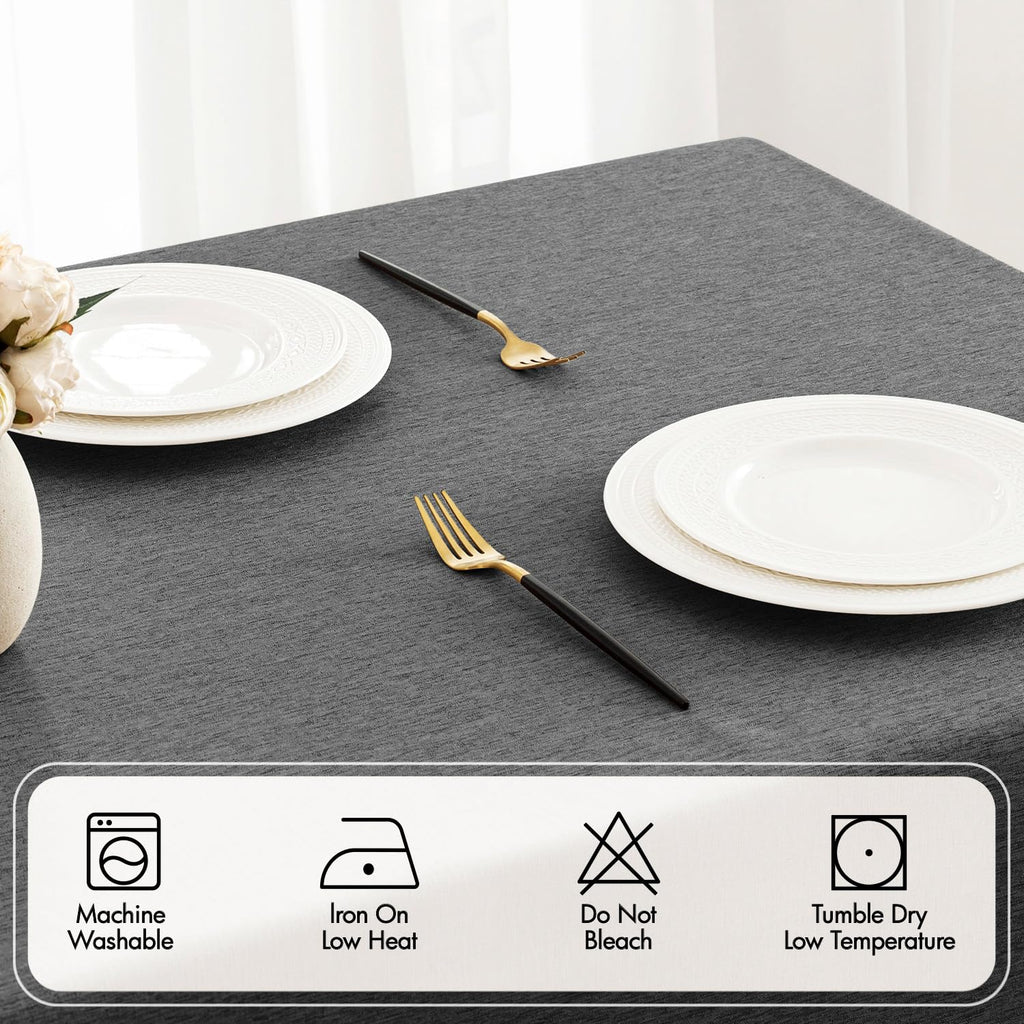 Grey Rectangle Tablecloth with Decorative Cutouts 52x70 Inch