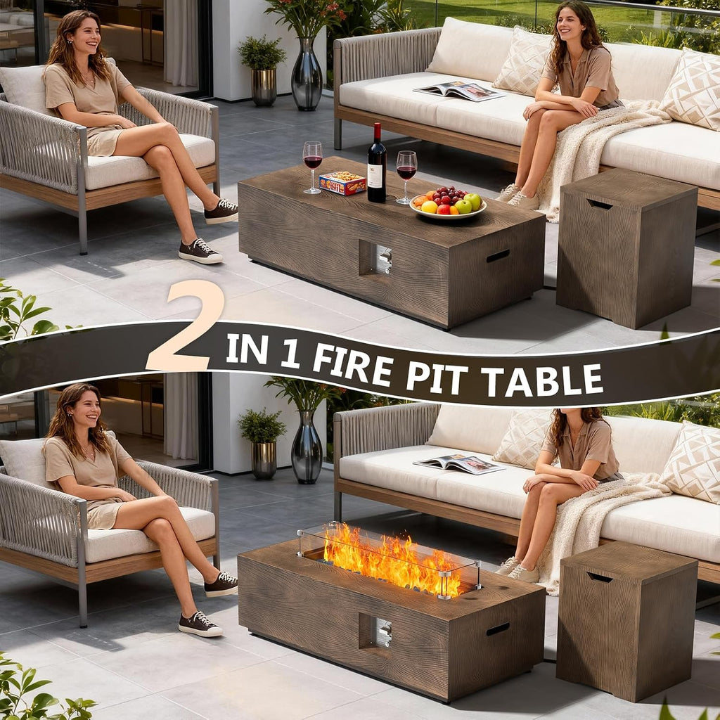 42" Outdoor Propane Fire Pit Table Rectangle Gas Firepit for Outside Patio | 50,000 BTU Fireplace Fire Table with