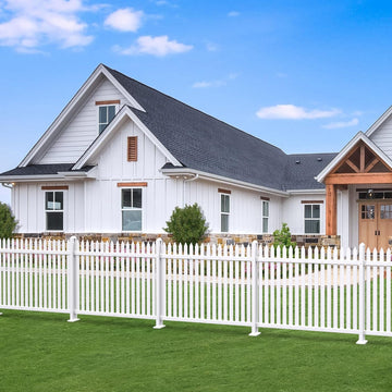 Outdoor Garden Fences 7 Sets- 38.6" H x 84" L White Picket Fence Vinyl Panels PVC Decorative for Front Yard Porch