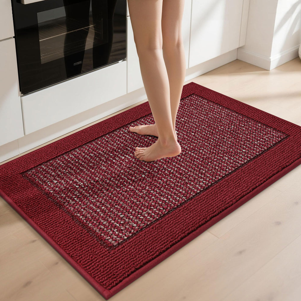 Kitchen Rugs 32"x48", Non Slip Kitchen Floor Mats Washable, Red