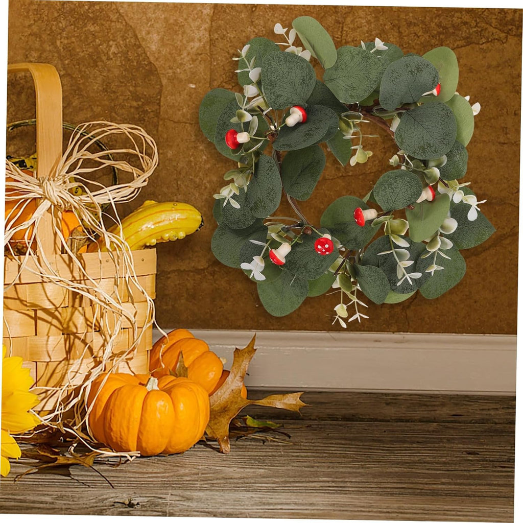 Faux Boxwood Wreath Candle Ring Decor Artificial Plant Wreath Christmas Decor