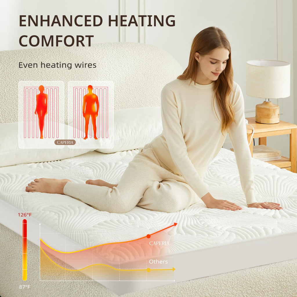 Heated Mattress Pad King Size, 9 Heat Settings, Two-Zone