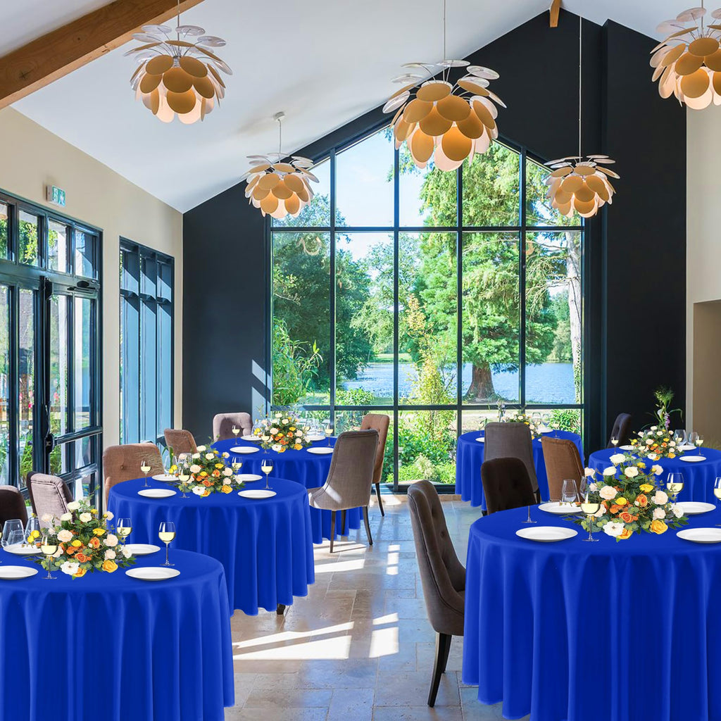 Royal Blue Round Tablecloths 108 Inch(Fit 48-84 Inch Tables), 6 Pack